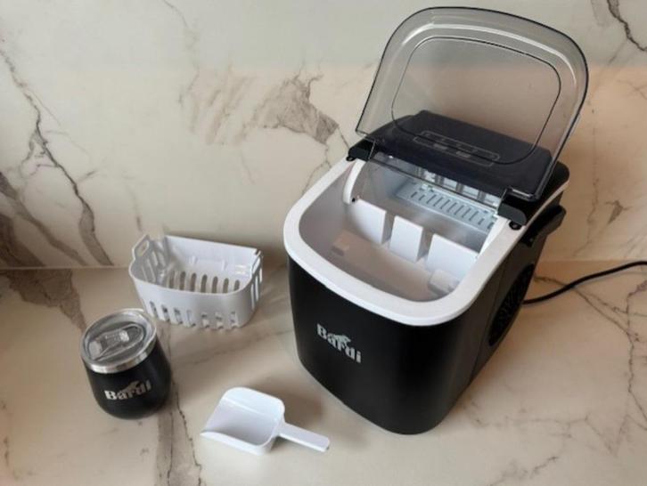 Bardi 1.2L Deluxe IJsblokjesmachine Inclusief Luxe Thermosbe, Witgoed en Apparatuur, IJsmachines, Zo goed als nieuw, Zelfvriezend