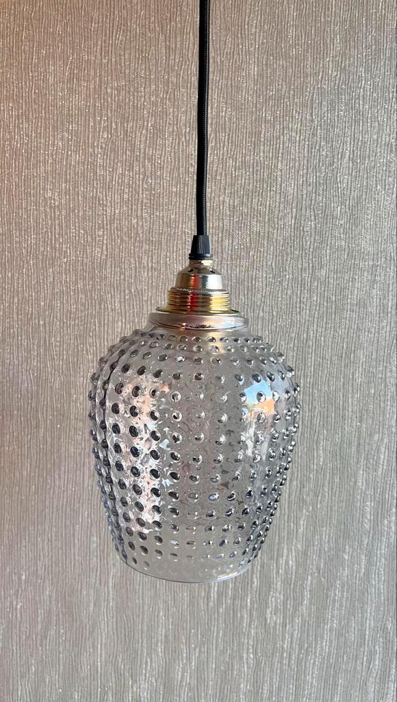 Vintage retro glazen lampenkap, Huis en Inrichting, Lampen | Lampenkappen, Zo goed als nieuw, Rond, Overige kleuren, Ophalen of Verzenden