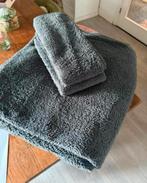 Teddy dekbedovertrek lits jumeaux antraciet & hoeslaken, Ophalen, Dekbedovertrek, Tweepersoons, Zo goed als nieuw