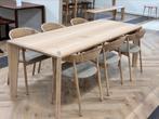 Eiken tafel 220x85cm i.c.m. 6 eiken Artisan stoelen, Ophalen, Nieuw, 50 tot 100 cm, Vijf personen of meer
