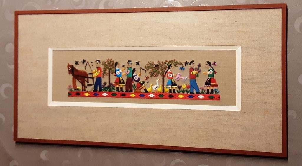 Geborduurd  "schilderij ".  Afkomstig uit Peru, Ophalen, Zo goed als nieuw, Overige typen