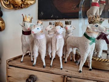 Grote Oude Originele Kerst Schaapje/Ertsgebergte/Schaapjes beschikbaar voor biedingen