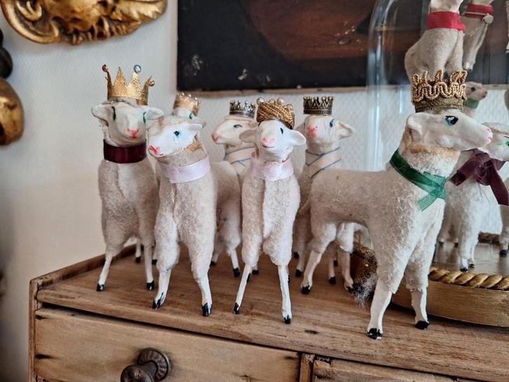Grote Oude Originele Kerst Schaapje/Ertsgebergte/Schaapjes, Antiek en Kunst, Curiosa en Brocante, Ophalen of Verzenden
