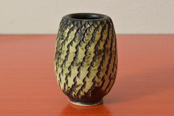 Retro vintage jaren 50 / 60 sgraffito berkenbast vaasje beschikbaar voor biedingen