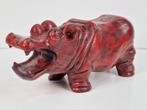 Vintage Rode Houten Hippo Nijlpaard ’70 sculptuur Exotisch, Antiek en Kunst, Kunst | Beelden en Houtsnijwerken, Ophalen of Verzenden