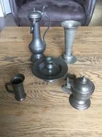 5 kannetjes, vaasjes van tin samen te koop of apart, Ophalen