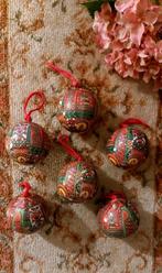 6 vintage! Bonte kerstballen, Diversen, Ophalen of Verzenden