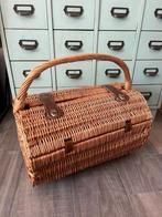 Vintage rond retro rotan rieten picknickmand grote mand boho, Ophalen of Verzenden, Zo goed als nieuw, Zonder inhoud