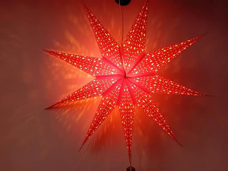 Papieren kerstster rood, incl. elektra, Diversen, Kerst, Nieuw, Ophalen of Verzenden