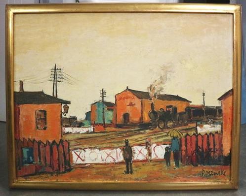 Paul PERMEKE, aan het station van Jabbeke, Antiek en Kunst, Kunst | Schilderijen | Klassiek, Ophalen of Verzenden
