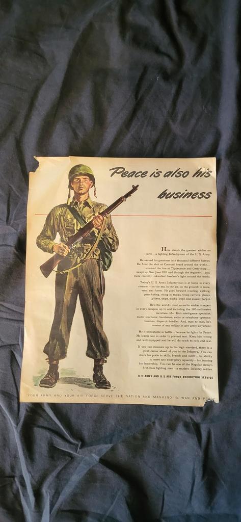 Oorlogse Amerikaanse recruitment poster 25x31cm, Verzamelen, Militaria | Tweede Wereldoorlog, Landmacht, Boek of Tijdschrift, Amerika