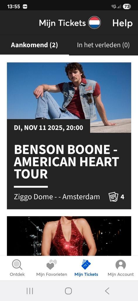 Benson Boone , vak 210 rij 1!, Tickets en Kaartjes, Concerten | Pop, Twee personen, November