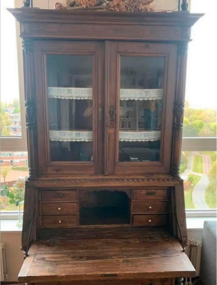 Kast antieke grenen secretaire schrijfbureau Buffetkast., Antiek en Kunst, Antiek | Meubels | Kasten, Ophalen of Verzenden