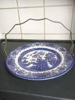 Vintage Staffordshire Blue Willow bord met handvat handgreep, Ophalen of Verzenden