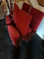 Bioscoopstoelen 4 stuks, bordeauxrood met metalen onderstel, Ophalen, Gebruikt