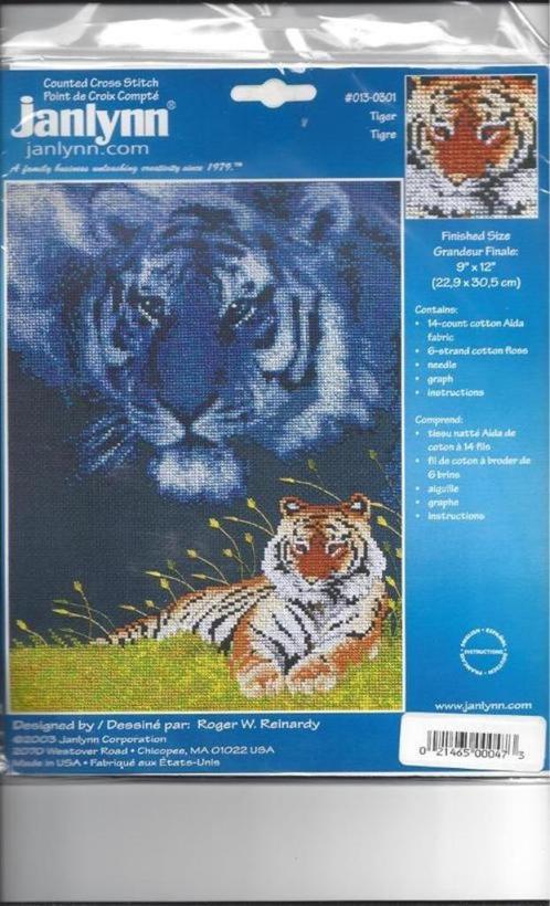Borduurpakket Tiger, Hobby en Vrije tijd, Borduren en Borduurmachines, Nieuw, Borduurpakket, Ophalen of Verzenden