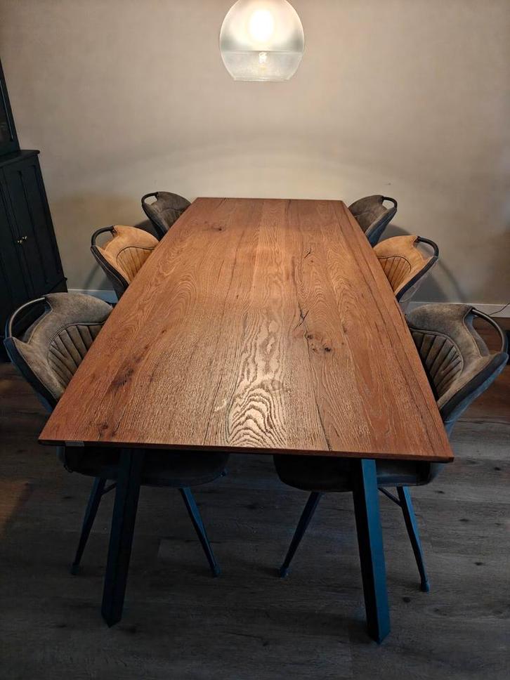 XOOON Halmstad eetkamertafel eiken/metaal 220*100, Huis en Inrichting, Tafels | Eettafels, Gebruikt, 100 tot 150 cm, 200 cm of meer