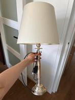 Antieke zilver tafellamp met beige crème lampenkap Vintage, Ophalen of Verzenden, Gebruikt, Metaal, 50 tot 75 cm