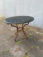 Gietijzeren vintage buiten- tuin- koffie tafel goede staat, Ophalen, Gebruikt, Rond, Metaal