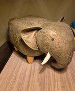 Groene olifanten kruk met houten poten - 65x35x36 cm, Ophalen, Hout, Minder dan 50 cm, Gebruikt