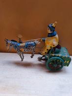 Vintage blikken speelgoed clown met ezel en kar, Ophalen of Verzenden