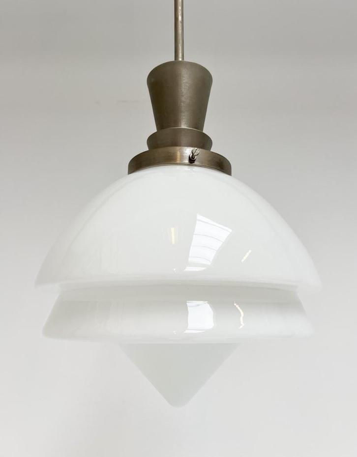 Opaalglazen GISO plafondlamp van W.H. Gispen, 1950's, Huis en Inrichting, Lampen | Plafondlampen, Gebruikt, Ophalen of Verzenden