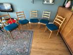 Set vintage eetkamerstoelen blauw Deens design, Huis en Inrichting, Stoelen, Ophalen, Gebruikt, Vintage, Deens, midcentury, Blauw