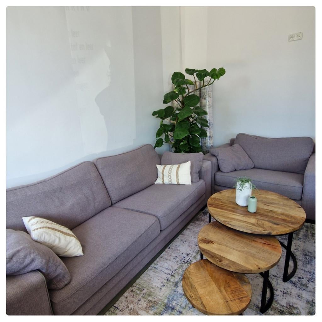 Mooie bank+ Fauteuil, Ophalen of Verzenden, Zo goed als nieuw, Stof