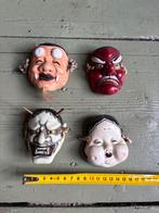 Oude Japanse Maskers - Set van 4 Kleine Maskers Wanddecor, Ophalen of Verzenden