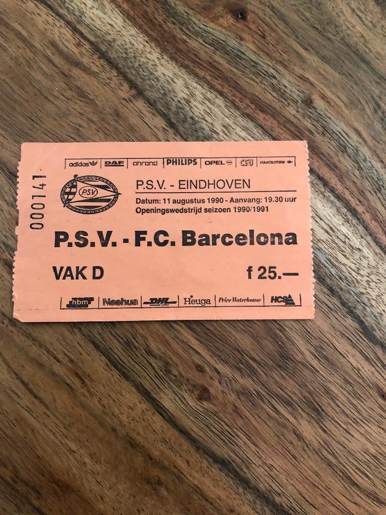 ⚽ Ticket oefenduel Psv - Fc Barcelona 1990/1991 ⚽, Ophalen of Verzenden, PSV, Overige typen