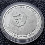 2018 Republic of Congo zilverrug Gorilla 1 oz zilver, Zilver, Ophalen of Verzenden, Overige landen