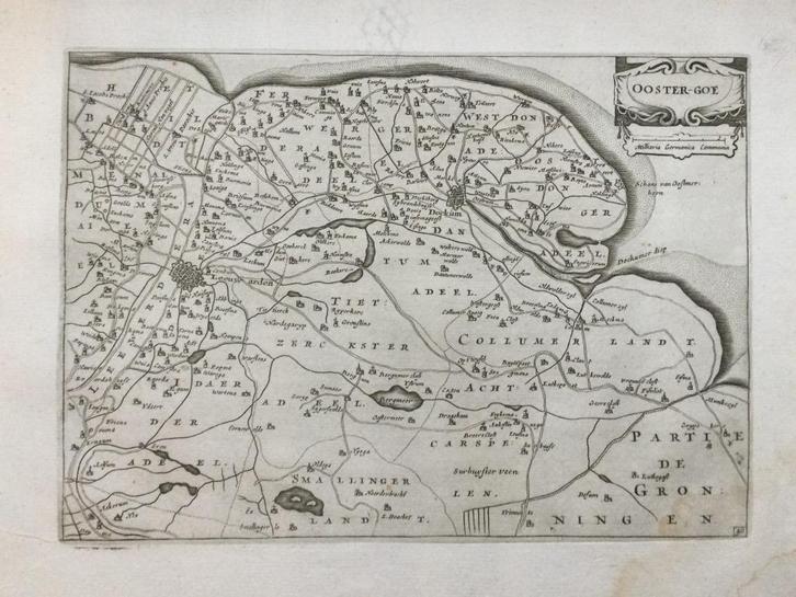 Oostergo, Friesland, Leeuwarden, Colom, 1660. Zeldzaam, Antiek en Kunst, Kunst | Etsen en Gravures, Verzenden