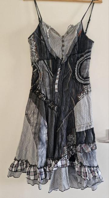 Stoere asymmetrische jurk in patchwork / country style mt 38 beschikbaar voor biedingen