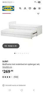 IKEA Släkt uitschuifbed, Huis en Inrichting, Slaapkamer | Bedden, Ophalen, Eenpersoons, Wit, Zo goed als nieuw