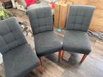 Eetkamerbank met 3 stoelen - Grijze stof, Huis en Inrichting, Stoelen, Ophalen, Gebruikt, Drie, Grijs
