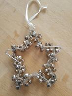 Kerstster zilver kleurig met belletjes metaal 15x15 cm, Diversen, Kerst, Ophalen of Verzenden, Zo goed als nieuw