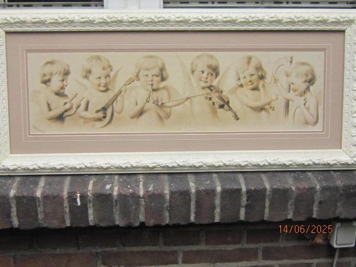 Mooi Panorama schild. ^muziserende kinderen W.L.HASKELL., Antiek en Kunst, Kunst | Schilderijen | Klassiek, Ophalen of Verzenden