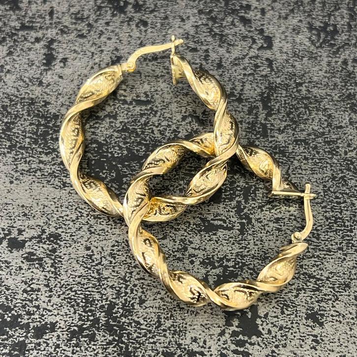 14k gouden wokkels oorbellen versace model, Sieraden, Tassen en Uiterlijk, Kettingen, Zo goed als nieuw, Goud, Ophalen of Verzenden