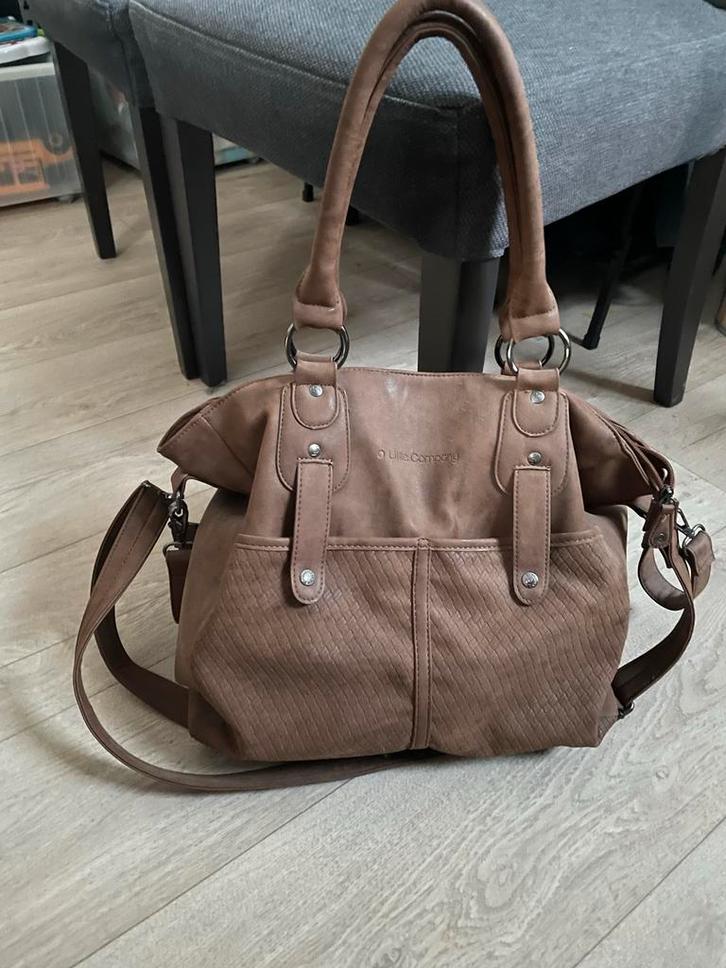 Bruine leren luiertas Little Company - Zo goed als nieuw!, Kinderen en Baby's, Luiertassen, Zo goed als nieuw, Ophalen