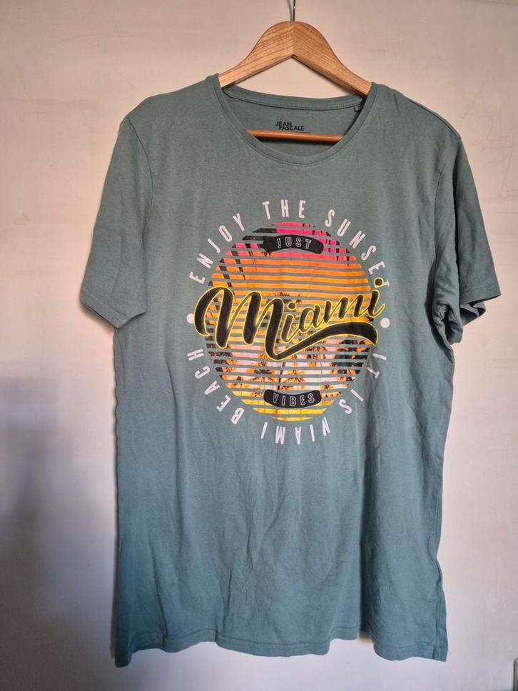 Groen Miami T-shirt - Maat XL, Kleding | Heren, T-shirts, Gedragen, Maat 56/58 (XL), Groen, Ophalen of Verzenden
