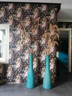 Mega grote vazen 90cm keramiek groen blauw groot hoog hoge, Ophalen, Blauw, Aardewerk of Porselein, Zo goed als nieuw