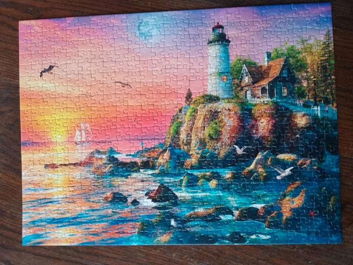Ravensburger 165810 vuurtoren zonsondergang zee 500 COMPLEET, Hobby en Vrije tijd, Denksport en Puzzels, Zo goed als nieuw, Legpuzzel