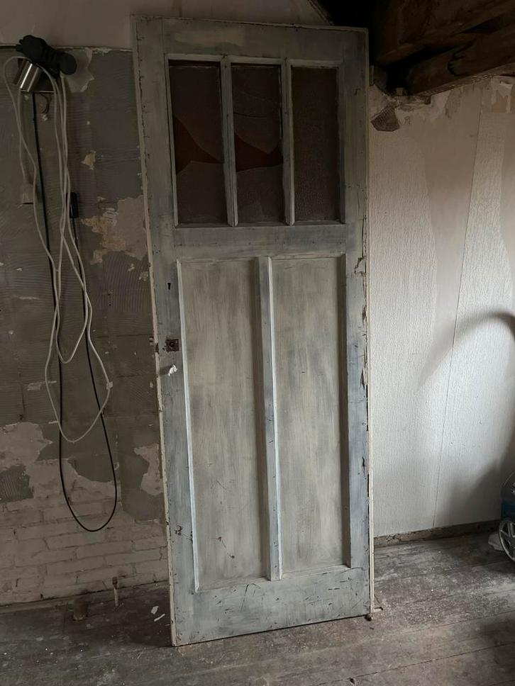 2 Oude Jaren 30 Deuren - Opknapper, Doe-het-zelf en Verbouw, Deuren en Horren, Gebruikt, Binnendeur, 200 tot 215 cm, 80 tot 100 cm