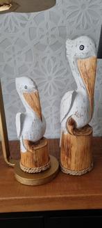 Apart !! houtsnijwerk pelikaan op goudkleurige bijzettafel, Ophalen, Nieuw