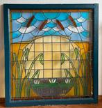 Uniek glas in loodraam in kozijn 108x118 cm, Ophalen, Gevelraam of Ruit, Gebruikt, Glas in lood