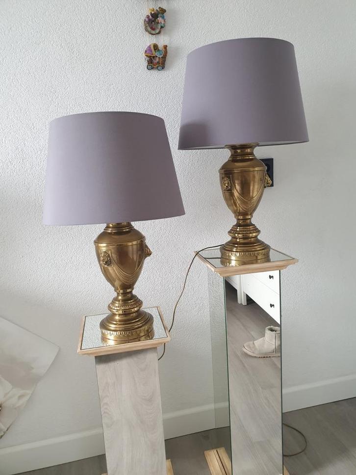 Koperen Tafellampen Set - 65cm Hoog, Antiek en Kunst, Antiek | Lampen, Ophalen
