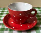 Union pacific kop en schotel polkadot rood witte stippen, Huis en Inrichting, Keuken | Servies, Ophalen of Verzenden, Nieuw, Overige stijlen