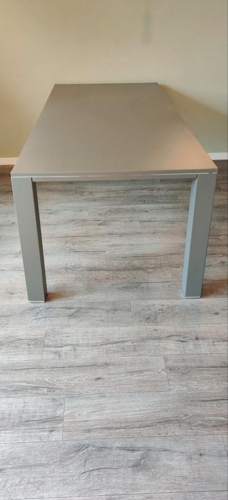 Houten tafel 90 x 200 taupe/grijs, Huis en Inrichting, Tafels | Eettafels, Gebruikt, 50 tot 100 cm, 200 cm of meer, Rechthoekig