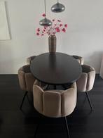 Velvet Taupe eetkamerstoelen 5 stuks, Huis en Inrichting, Tafels | Eettafels, Ophalen, Zo goed als nieuw, Rond, 50 tot 100 cm
