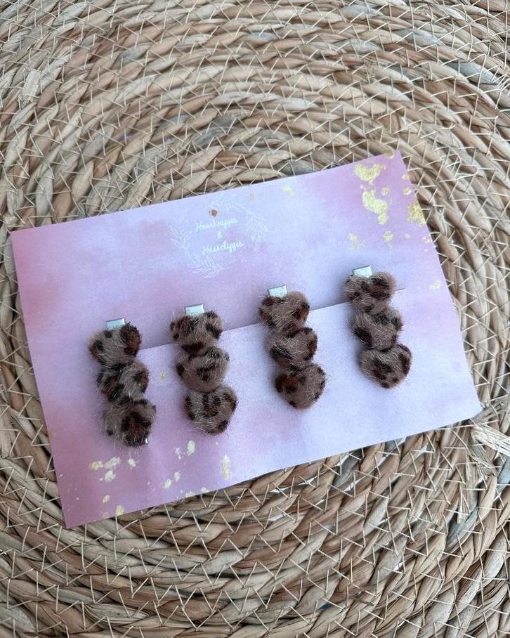 Setje haarknipjes & haarclipjes schuifspeldjes panterhartjes, Kinderen en Baby's, Kindermode-accessoires, Nieuw, Ophalen of Verzenden
